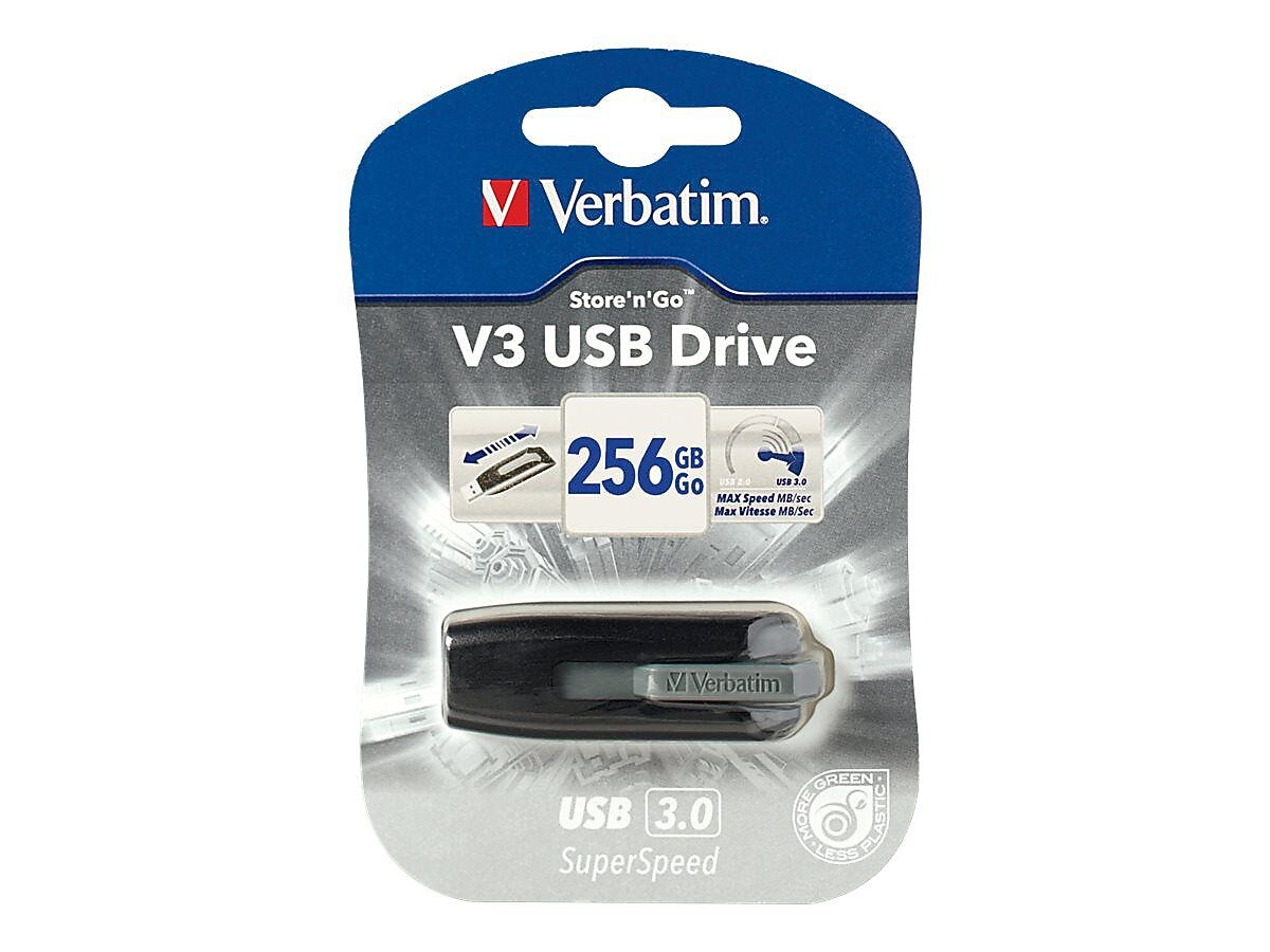 Verbatim Store 'n' Go V3 256GB USB 3.0 Type A Flash Drive, Black (49168)