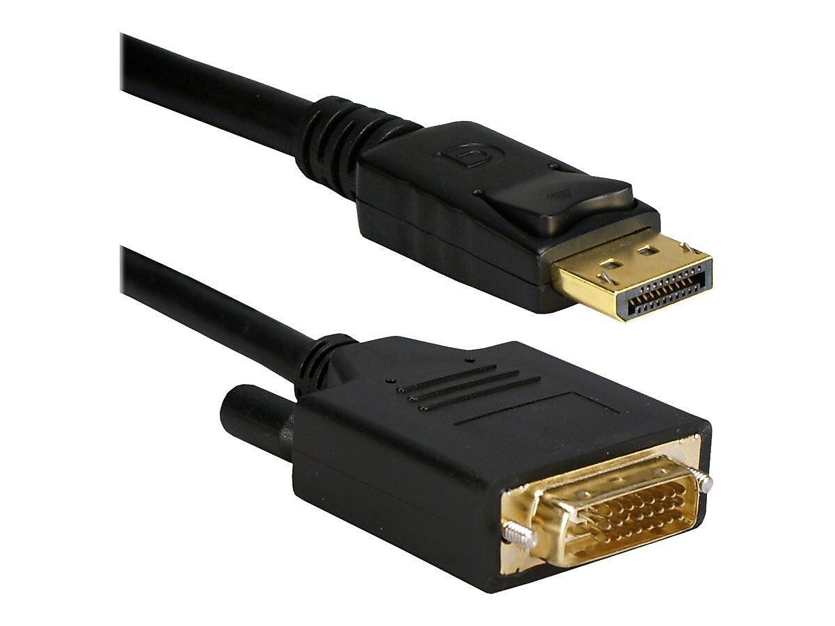 QVS® DisplayPort to DVI Male/Male Digital Video Cable, 6', Black (DPDVI-06)