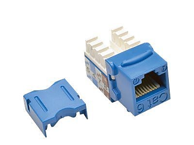 Tripp Lite Cat6/Cat5e 110 Style Punch Down Keystone Jack, Blue, 25/Pack (N238-025-BL)