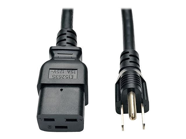 Tripp Lite 8' IEC320C19/NEMA 5-15P Female/Male Heavy-Duty Power Adapter Cord, Black (P034-008)