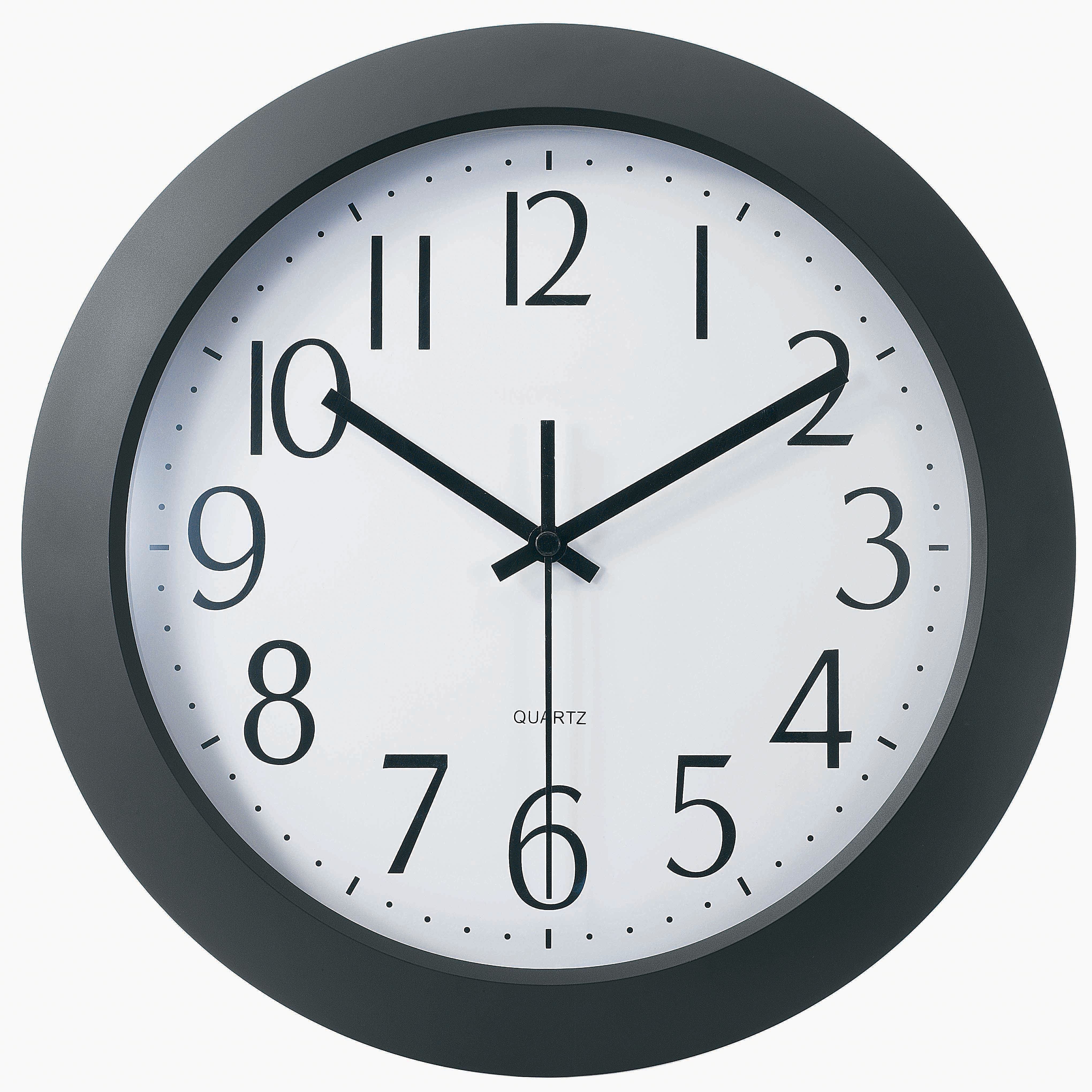 TEMPUS Flat-Panel Plastic Black Quartz Wall Clock, Plastic 12" (TC6008B)