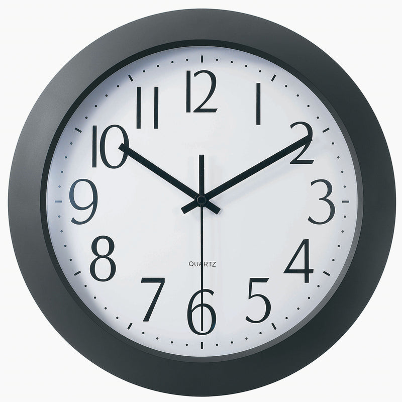 TEMPUS Flat-Panel Plastic Black Quartz Wall Clock, Plastic 12" (TC6008B)