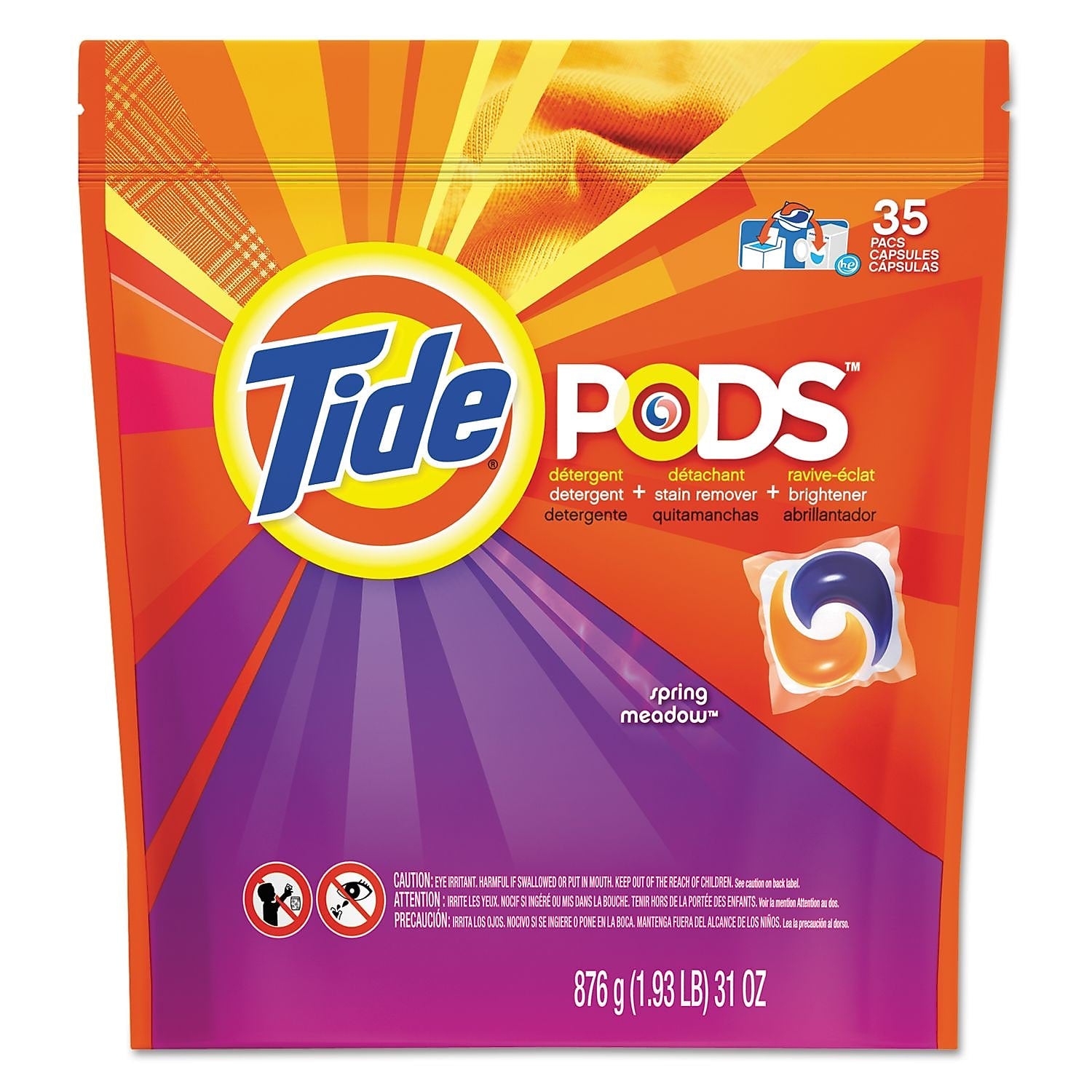 Tide PODS Laundry Detergent Capsules, 31 oz., 35 Capsules, 4/Carton (PGC93127CT)