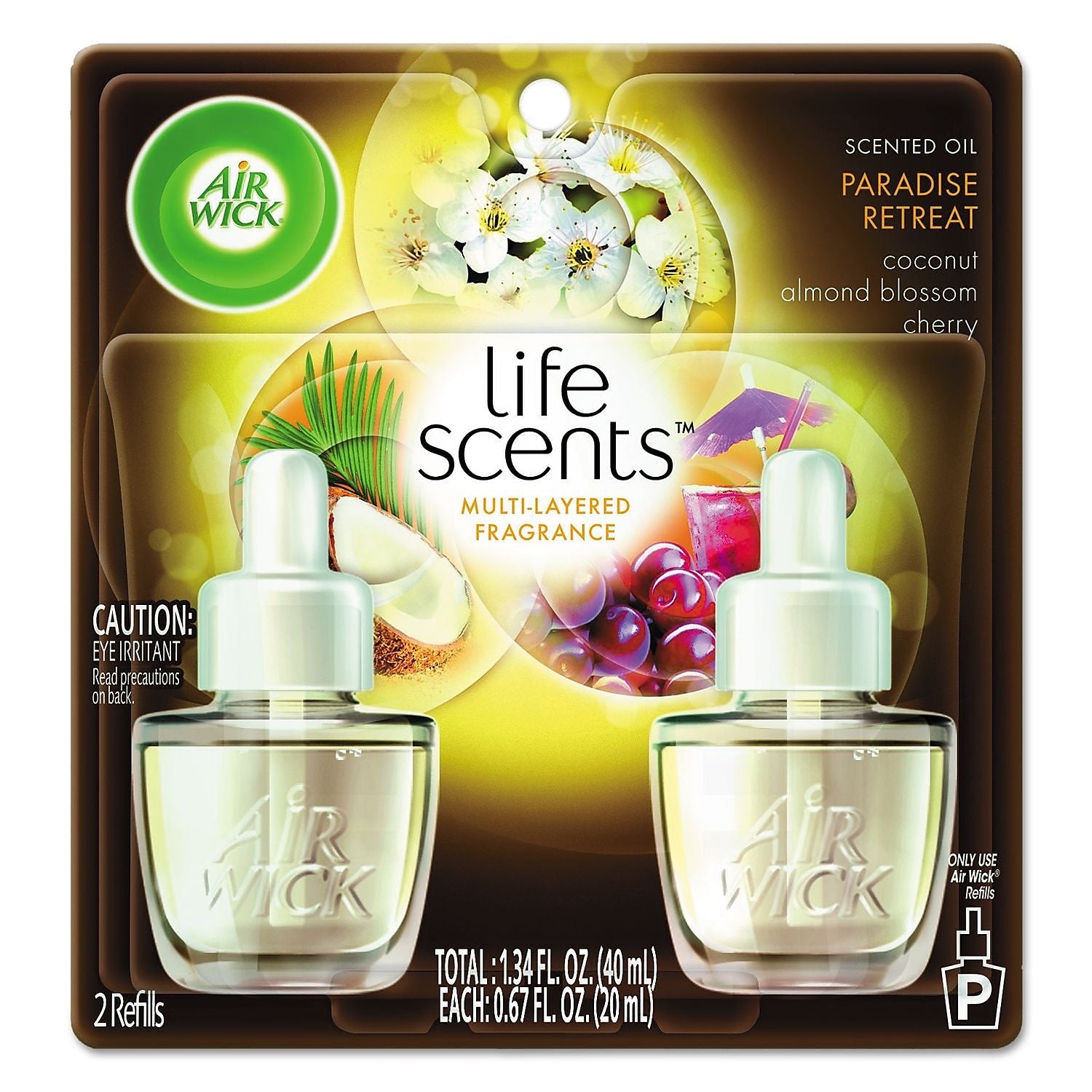 Air Wick® Life Scents Scented Oil Refills, Paradise Retreat, 0.67 Oz, 2/pack, 6 Pack/ctn