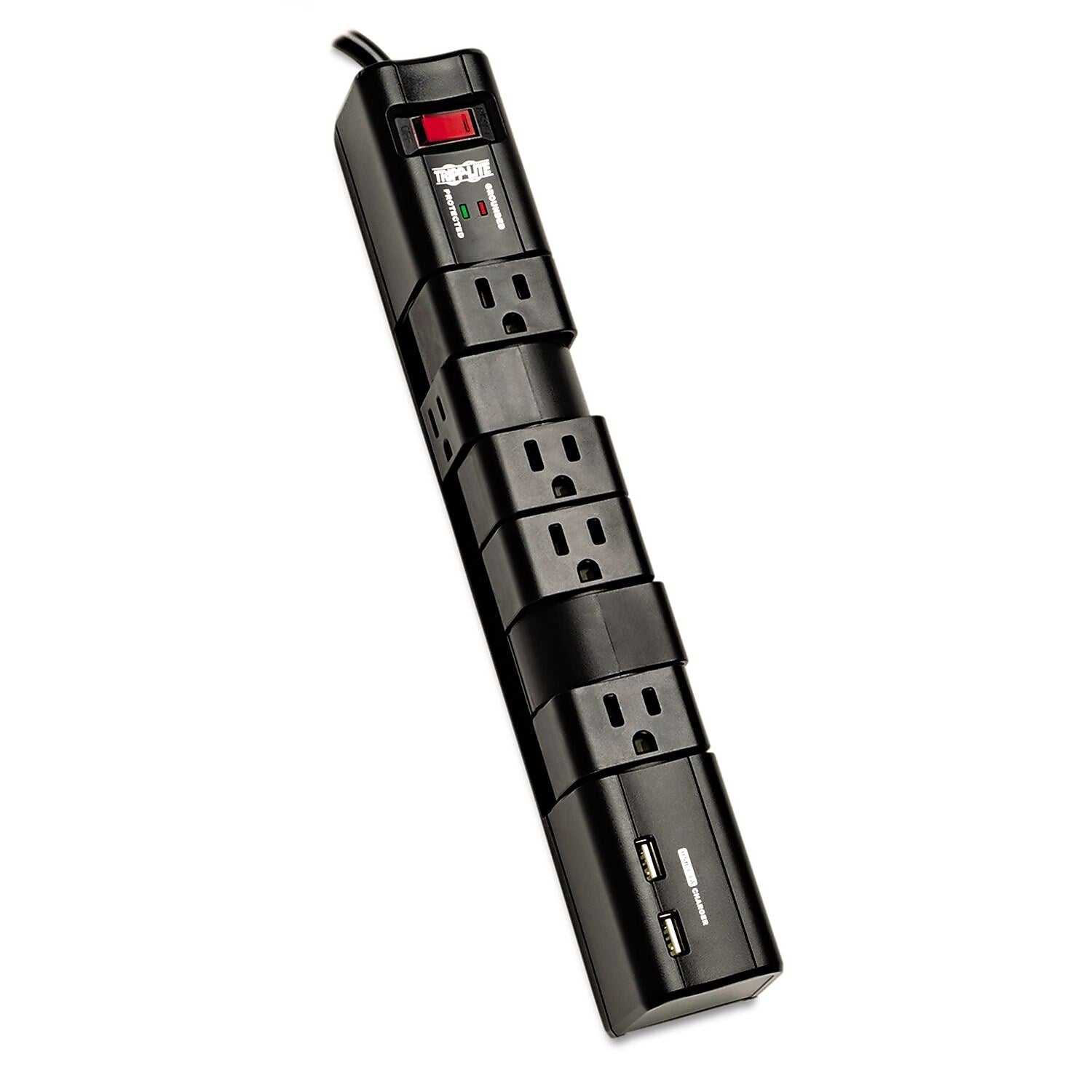 Tripp Lite 6 Outlet Surge Protector, 8' Cord, 1080 Joules (TLP608RUSBB)