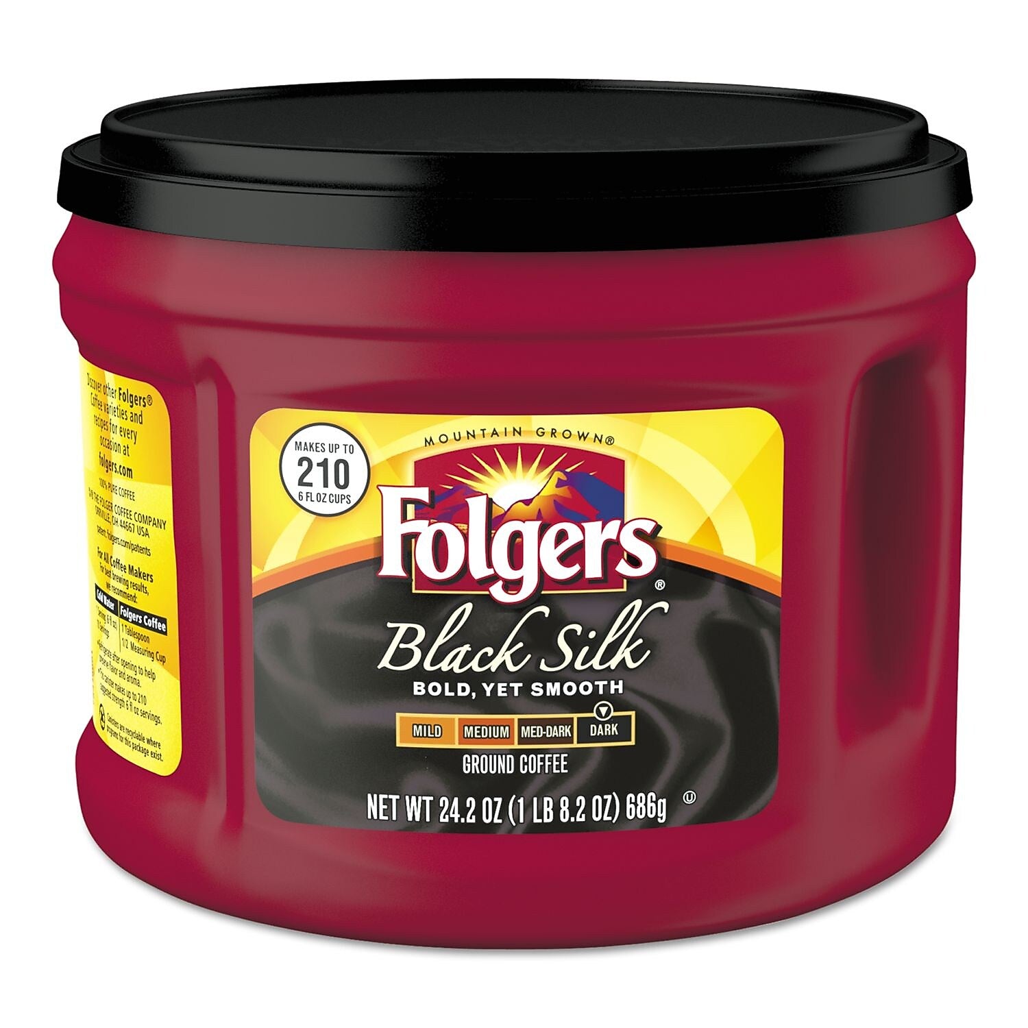 Folgers® Coffee, Black Silk, 24.2 Oz Canister, 6/carton