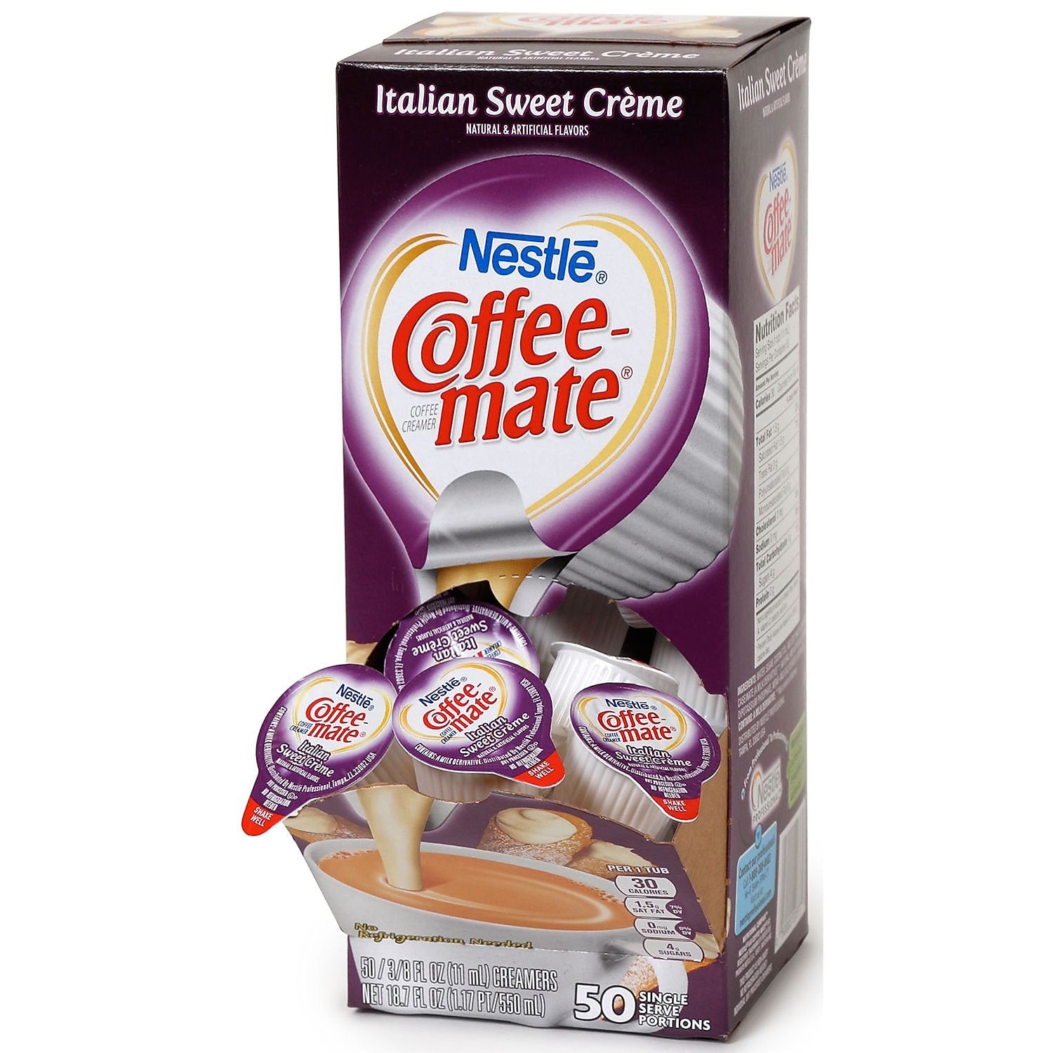 Coffee mate Italian Sweet Crème Dairy Free Liquid Creamer, 0.375 oz., 200/Carton (NES84652CT)