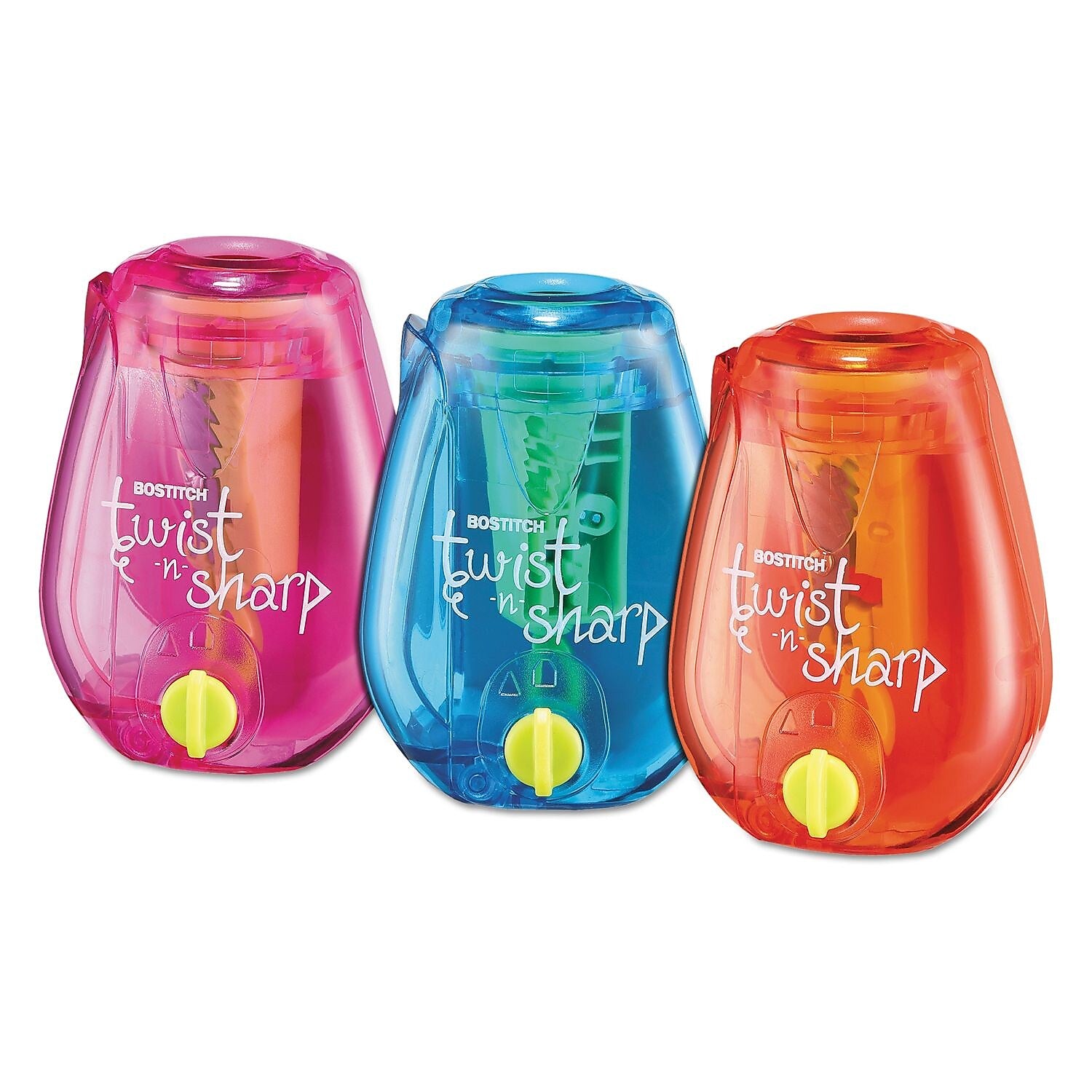Bostitch® Twist-N-Sharp Pencil Sharpener, Random Assorted, 3 1/2w X 1 1/4d X 5 1/2h, 6/pk