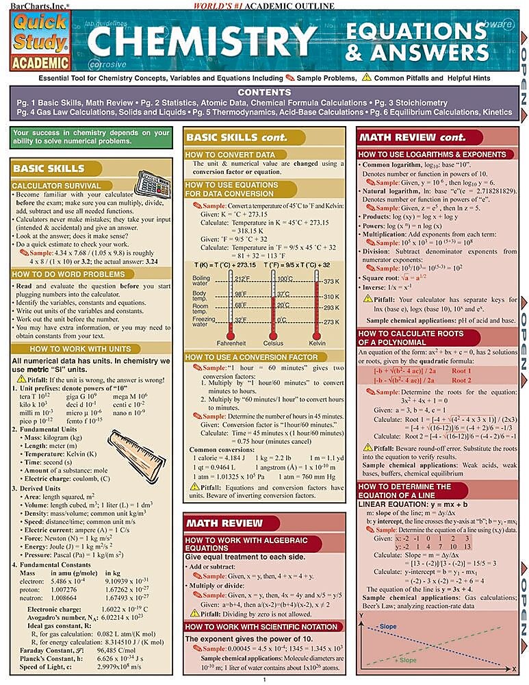 BarCharts, Inc. QuickStudy® Chemistry Flashcard & Reference Set (9781423230656)