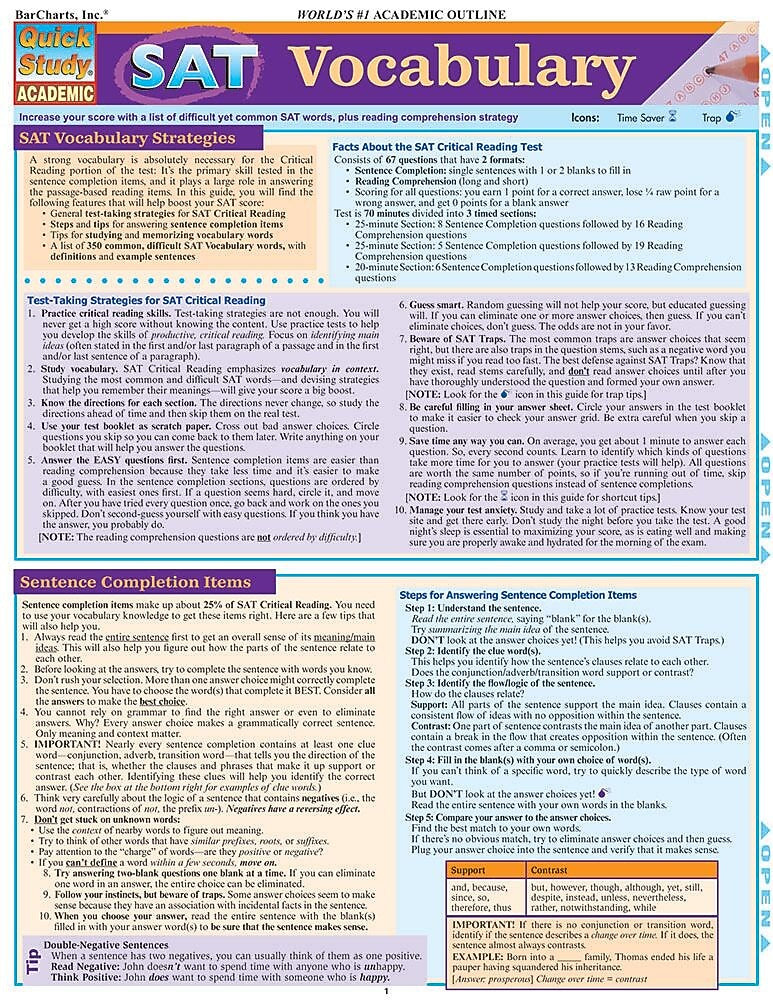 BarCharts, Inc. QuickStudy® SAT Reference Set (9781423230328)