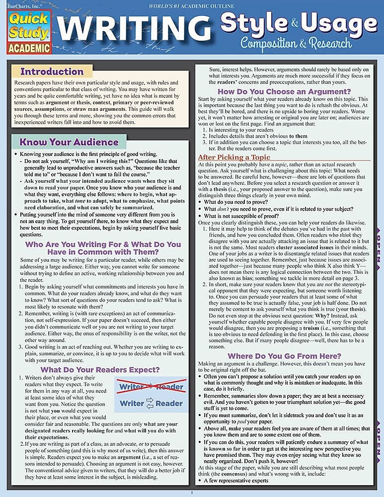 BarCharts, Inc. QuickStudy® Writing Essentials Reference Set (9781423231585)