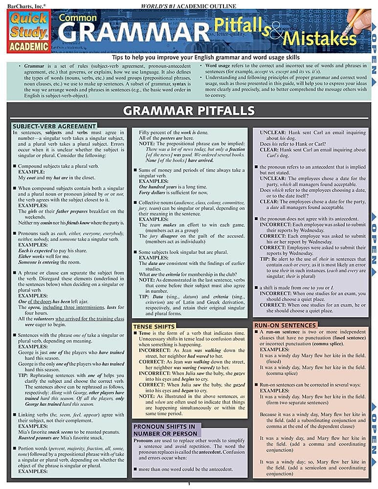 BarCharts, Inc. - QuickStudy® English Language Reference Set