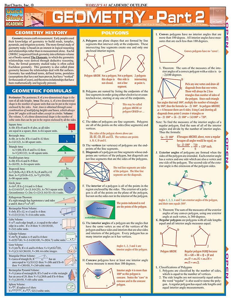 BarCharts, Inc. QuickStudy® Geometry Reference Set (9781423231561)