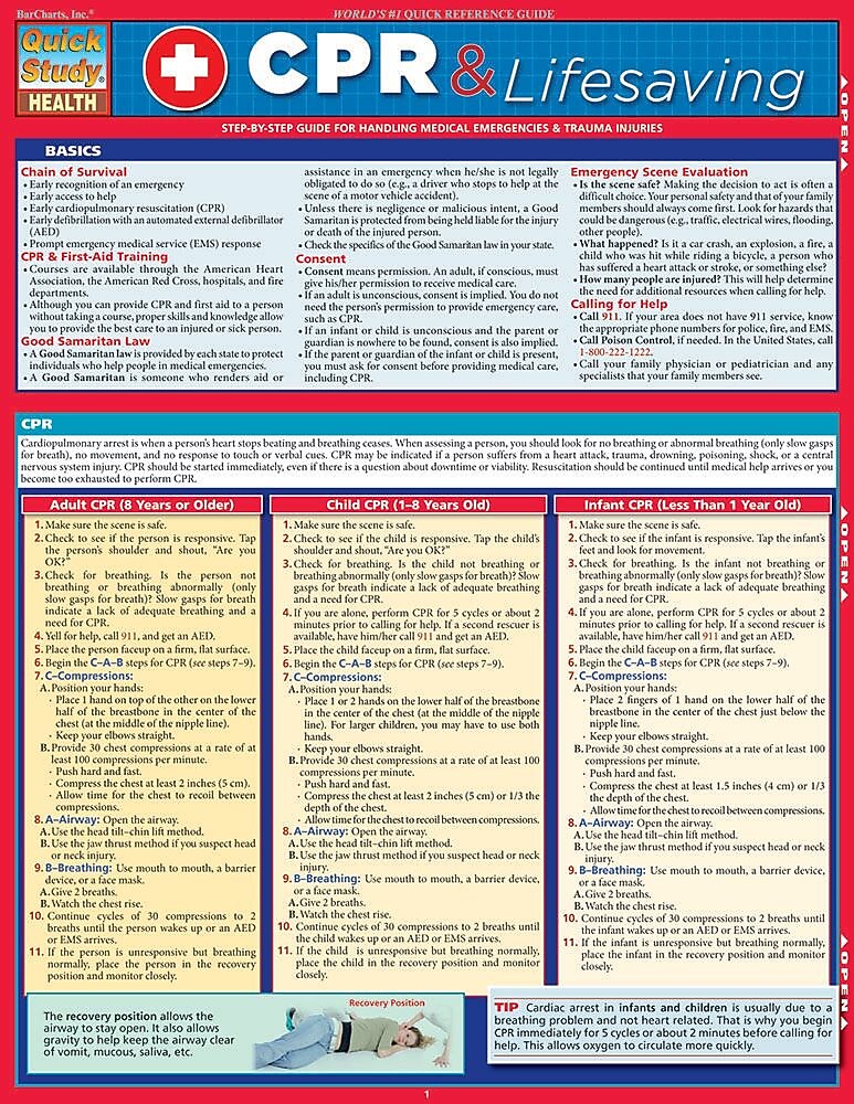 QuickStudy Laminated First Aid & CPR Reference Set , 8.5" x 11" (9781423227595)