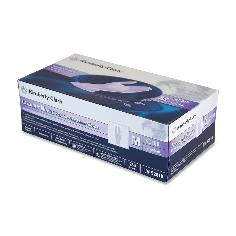 Kimberly-Clark Examination Gloves, Medium, Lavender, Nitrile, Textured Fingertip, Latex-free, Ambidextrous, Beaded Cuff, 250/Box