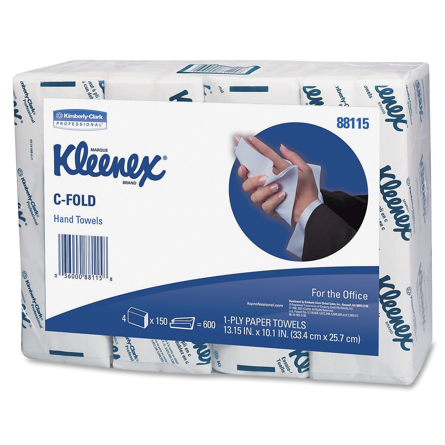 Kleenex C-Fold Paper Towel, 1-Ply, 150 Sheets/Pack, 600 Sheets/Carton (88115)