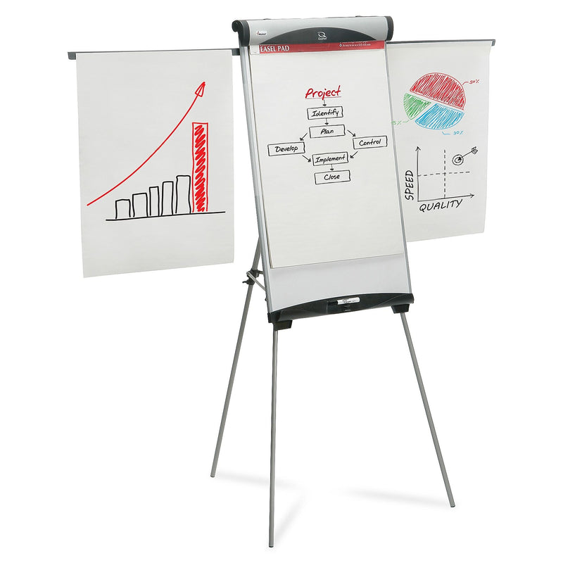 AbilityOne SKILCRAFT Euro Magnetic Presentation Easel - 27" Width x 39" Height - White Aluminum - Floor Standing, Tabletop