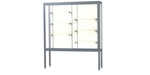 Ghent Challenger 60"W x 66"H x 16"D Floor Case, Plaque Back, Satin Natural Finish, Aluminum Legs