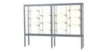 Ghent Challenger 96"W x 66"H x 16"D Floor Case, Plaque Back, Satin Natural Finish, Aluminum Legs