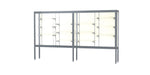 Ghent Challenger 120"W x 66"H x 16"D Floor Case, Plaque Back, Satin Natural Finish, Aluminum Legs