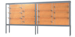 Ghent Challenger 144"W x 66"H x 16"D Floor Case, Cork Back, Satin Natural Finish, Aluminum Legs