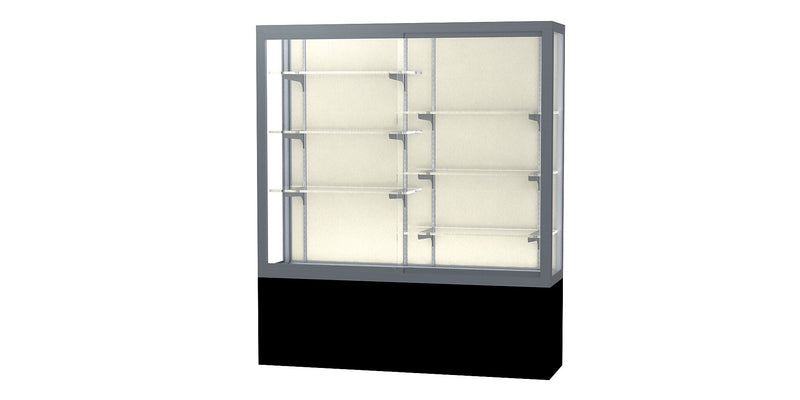 Ghent Challenger 60"W x 66"H x 16"D Floor Case, Plaque Back, Satin Natural Fin, Blk Laminate Base