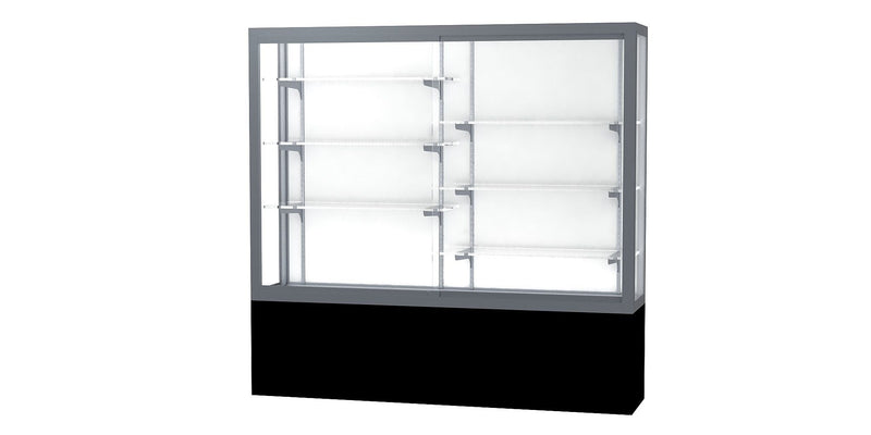 Ghent Challenger 72"W x 66"H x 16"D Floor Case, White Back, Satin Natural Fin, Black Laminate Base