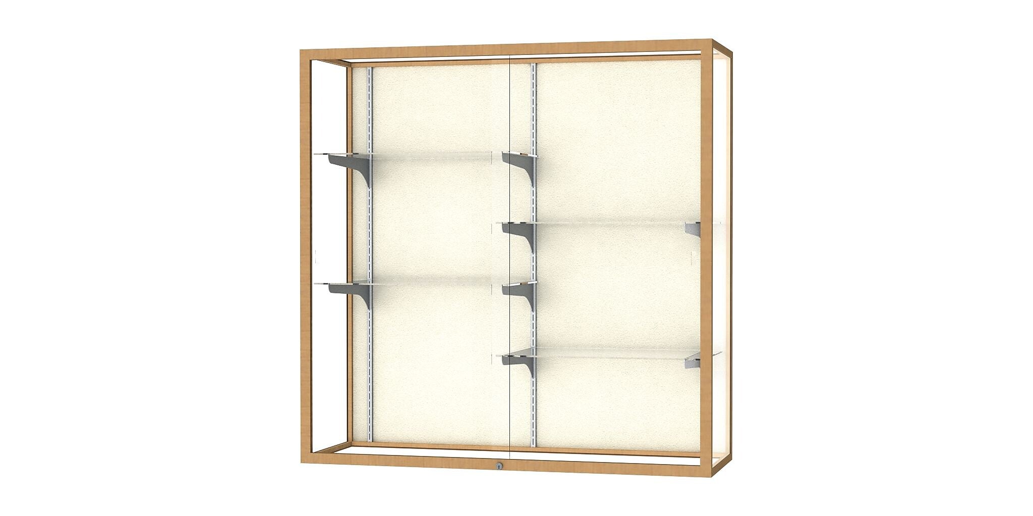 Ghent Champion 48"W x 48"H x 16"D Wall Case, Plaque Back, Champagne Finish