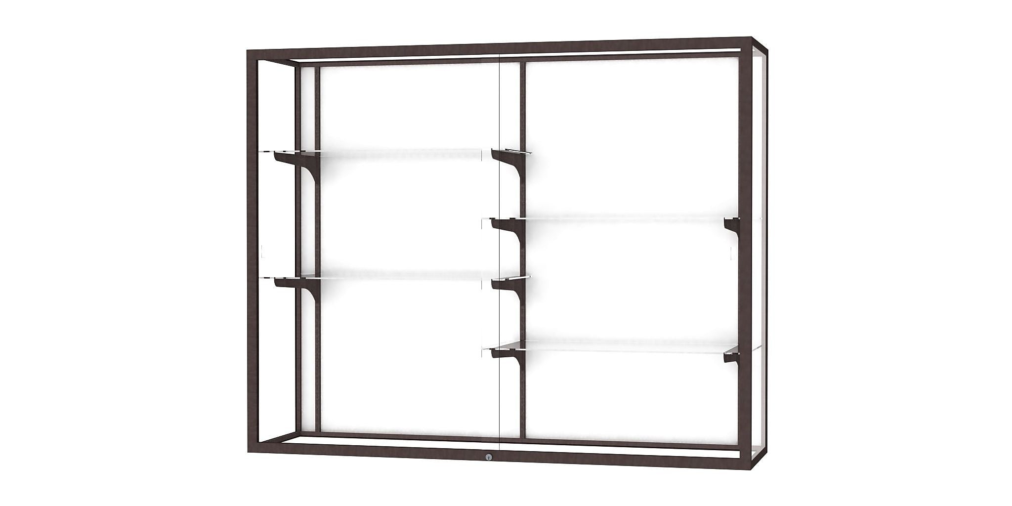 Ghent Champion 60"W x 48"H x 16"D Wall Case, White Back w/ Dk. Bronze Finish