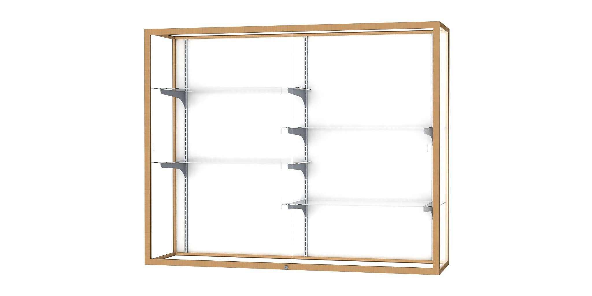Ghent Champion 60"W x 48"H x 16"D Wall Case, White Back, Champagne Finish
