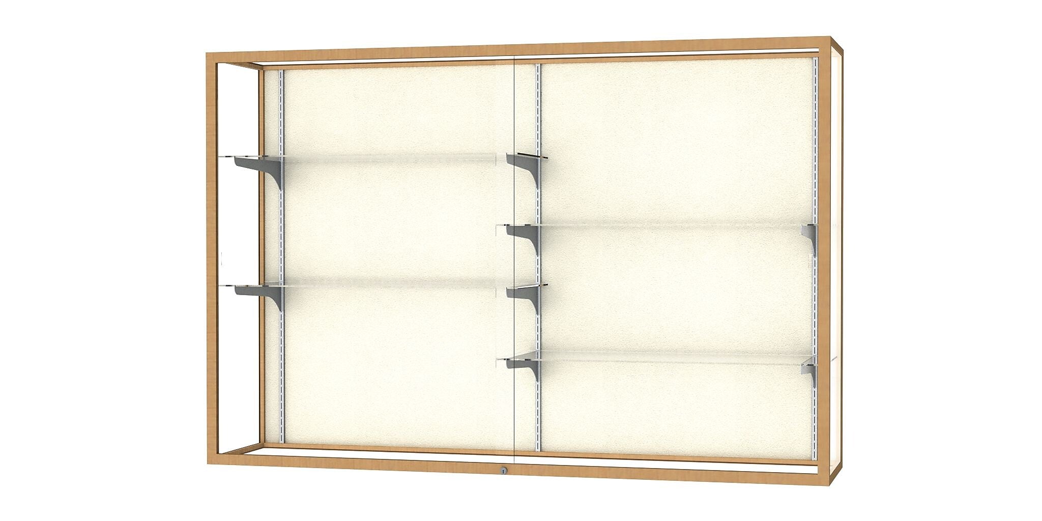 Ghent Champion 72"W x 48"H x 16"D Wall Case, Plaque Back, Champagne Finish