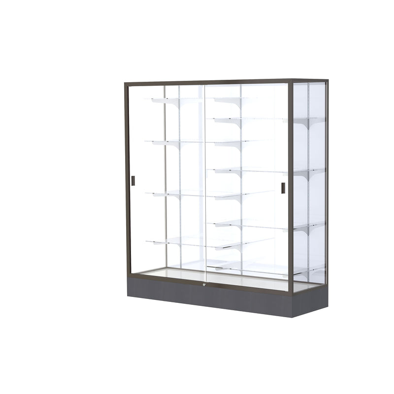 Ghent Colossus 60"W x 66"H x 20"D Floor Case, White Back, Dk. Bronze Finish