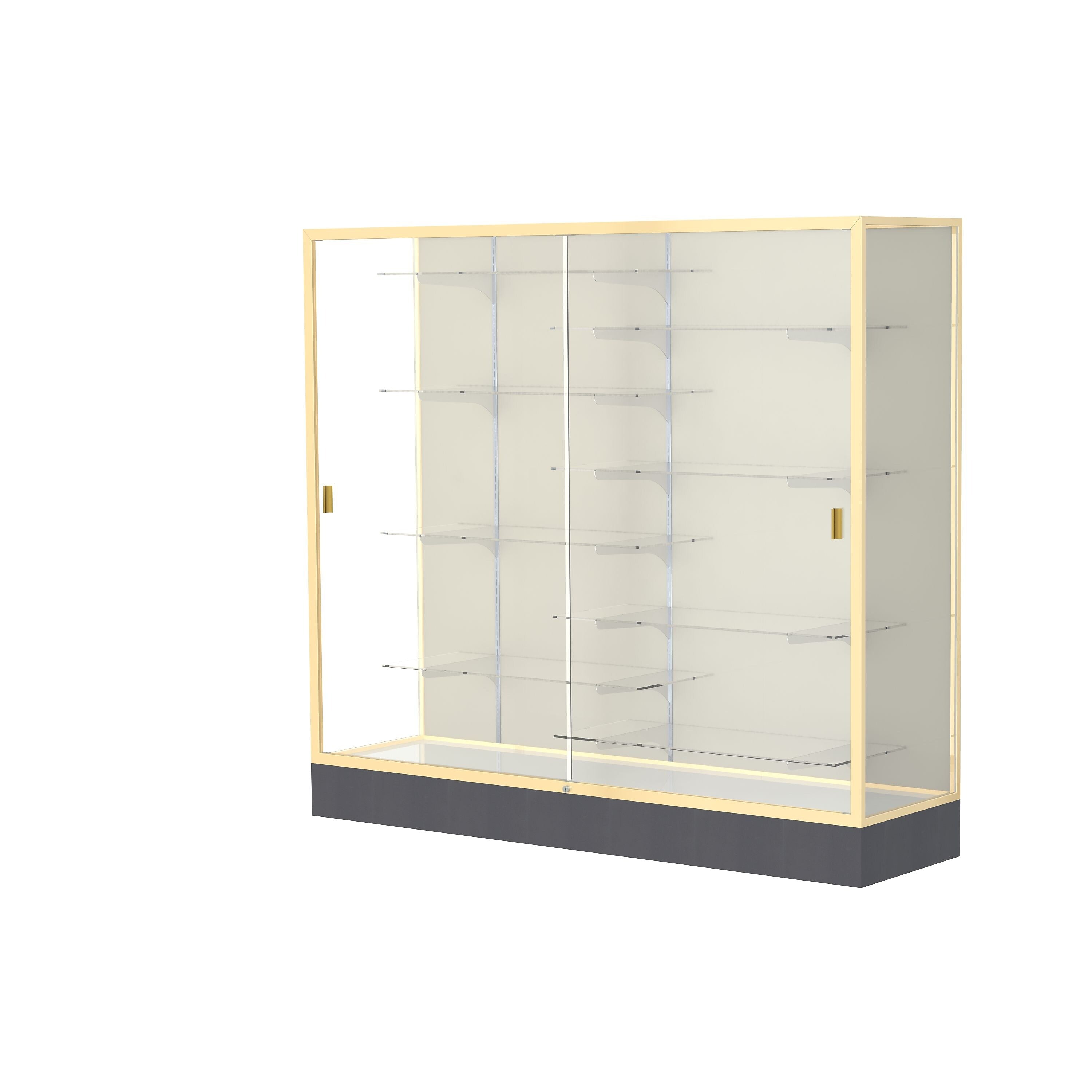 Ghent Colossus 72"W x 66"H x 20"D Floor Case, Plaque Back, Champagne Finish