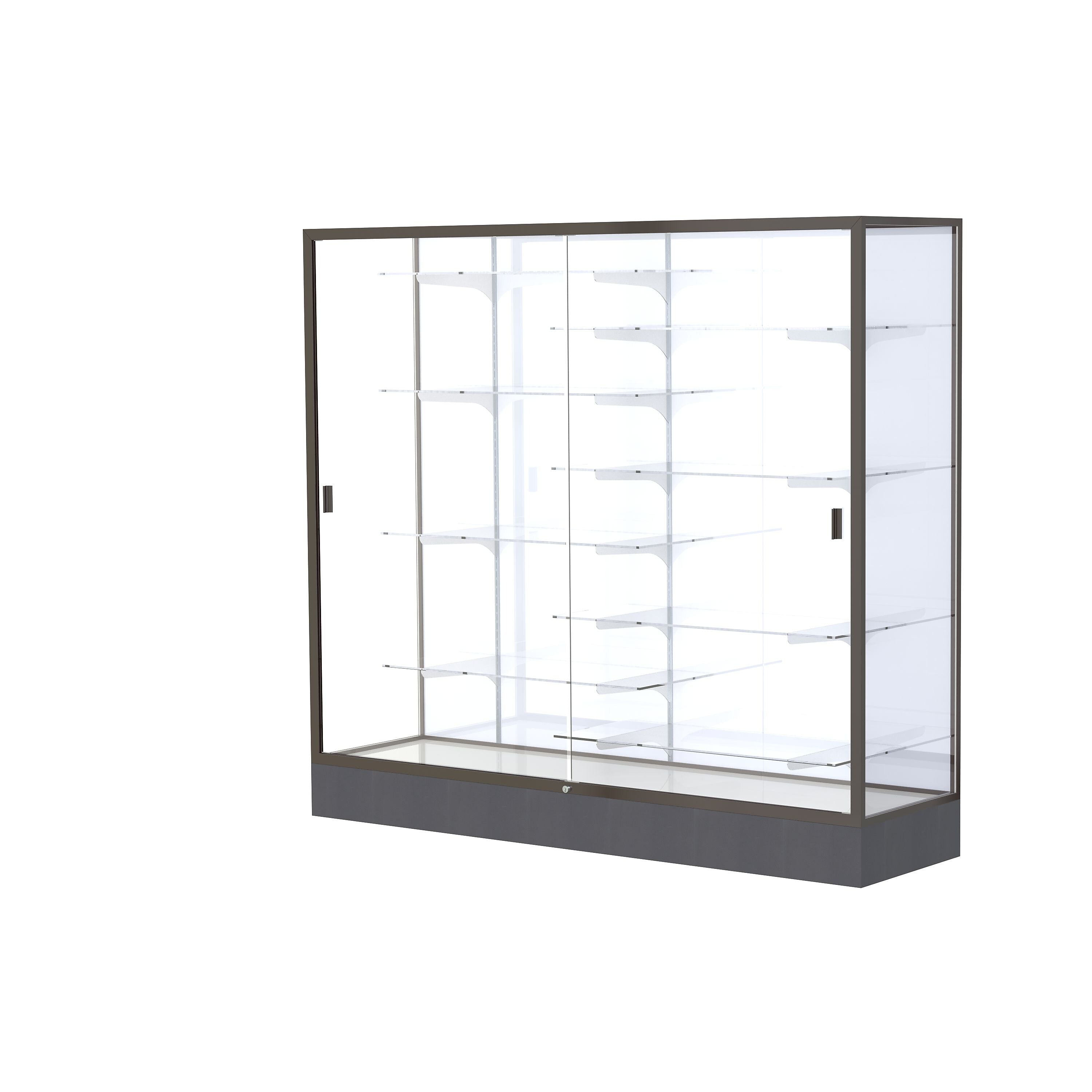 Ghent Colossus 72"W x 66"H x 20"D Floor Case, White Back, Dk. Bronze Finish