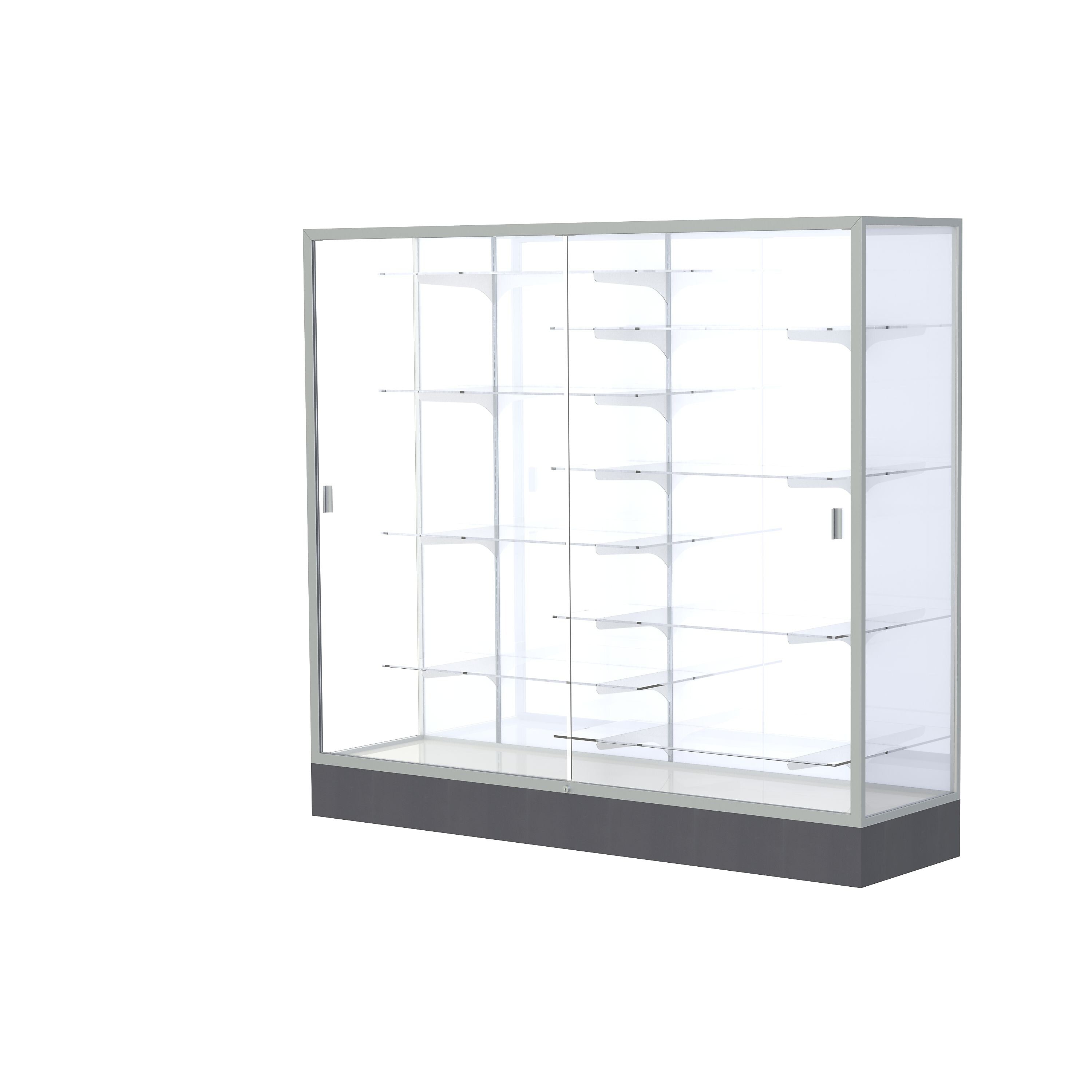 Ghent Colossus 72"W x 66"H x 20"D Floor Case, White Back, Satin Finish