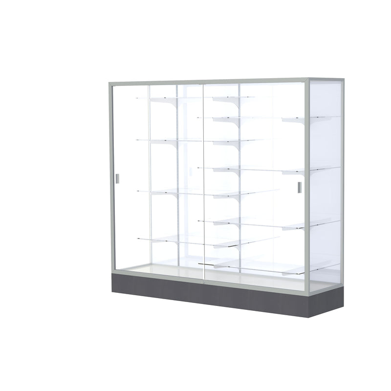 Ghent Colossus 72"W x 66"H x 20"D Floor Case, White Back, Satin Finish