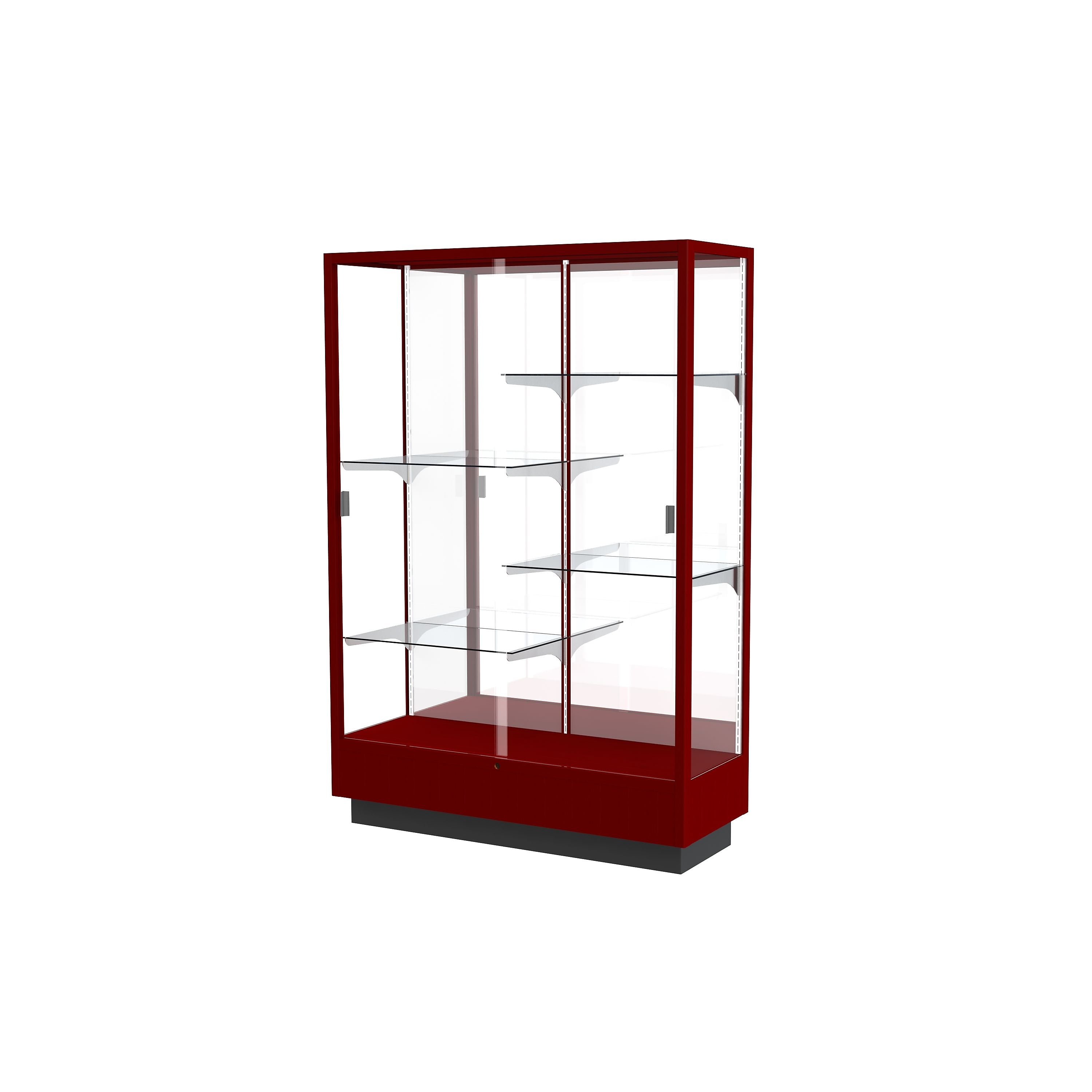 Ghent Heritage 48"W x 70"H x 18"D Floor Case, Mirror Back, Hardwood Cordovan Finish