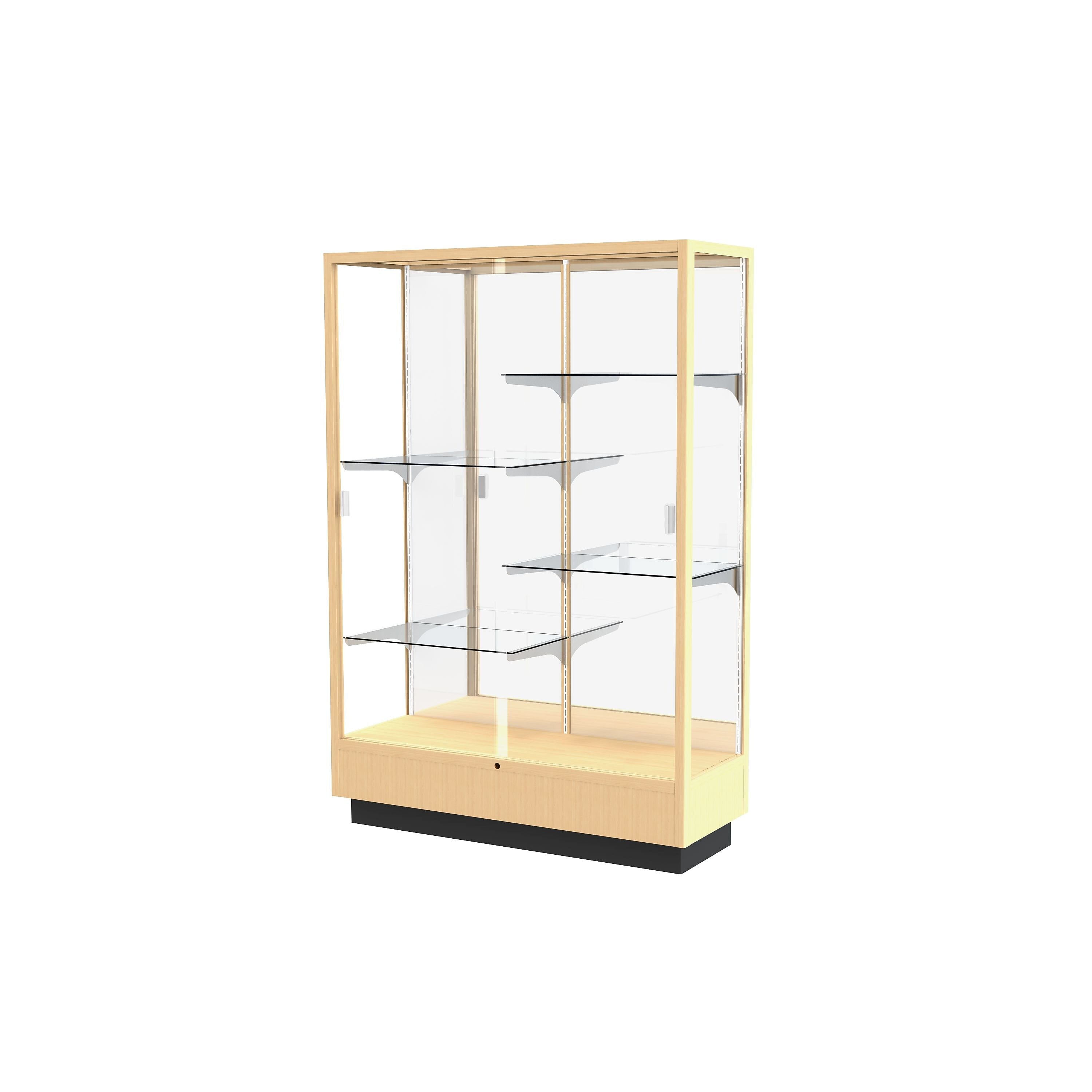 Ghent Heritage 48"W x 70"H x 18"D Floor Case, Mirror Back, Hardwood Honey Finish