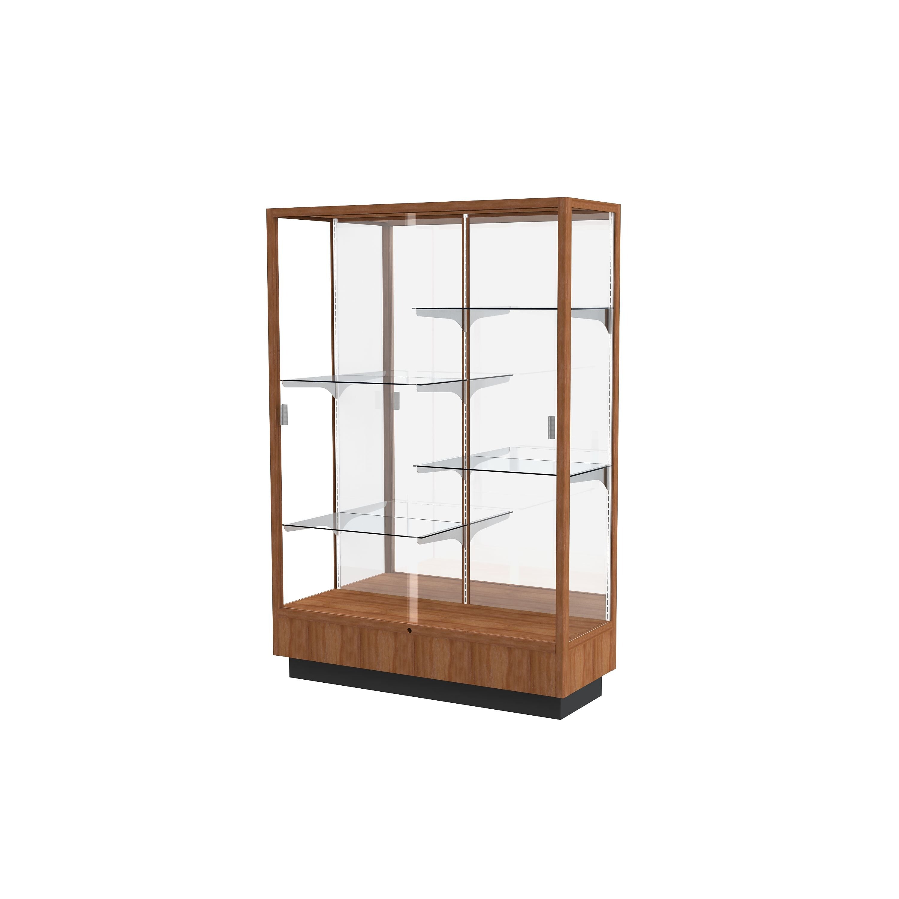 Ghent Heritage 48"W x 70"H x 18"D Floor Case, Mirror Back, Hardwood Walnut Finish