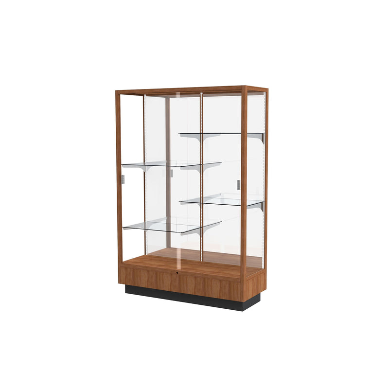 Ghent Heritage 48"W x 70"H x 18"D Floor Case, Mirror Back, Hardwood Walnut Finish