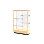 Ghent Heritage 48"W x 70"H x 18"D Floor Case, White Back, Hardwood Honey Finish