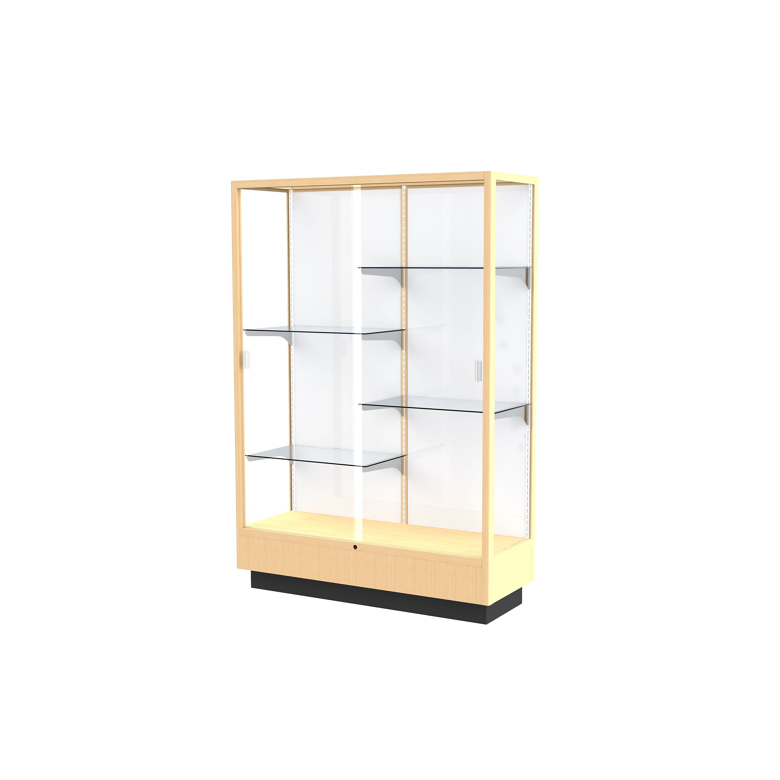 Ghent Heritage 48"W x 70"H x 18"D Floor Case, White Back, Hardwood Honey Finish