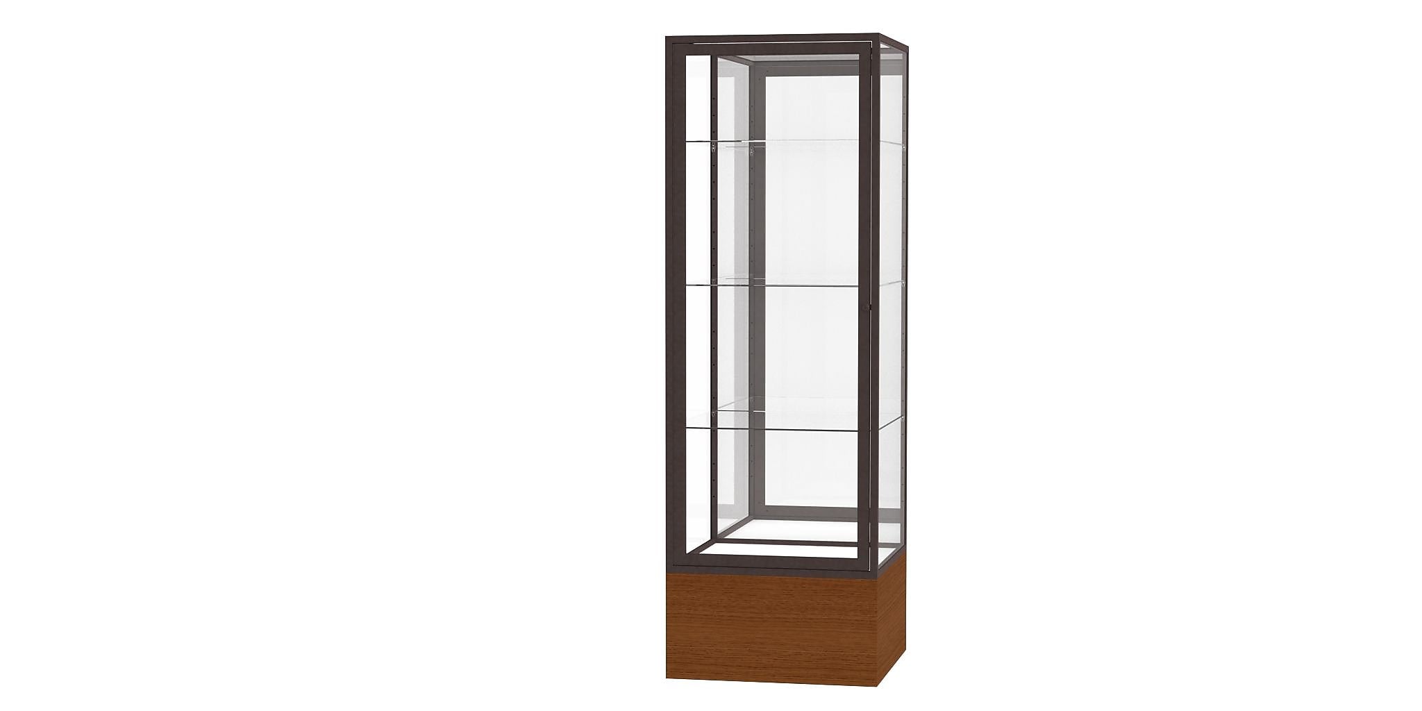 Ghent Keepsake 24"W x 72"H x 24"D Floor Case, Mirror Back, Dk. Bronze Finish, Carmel Oak Base