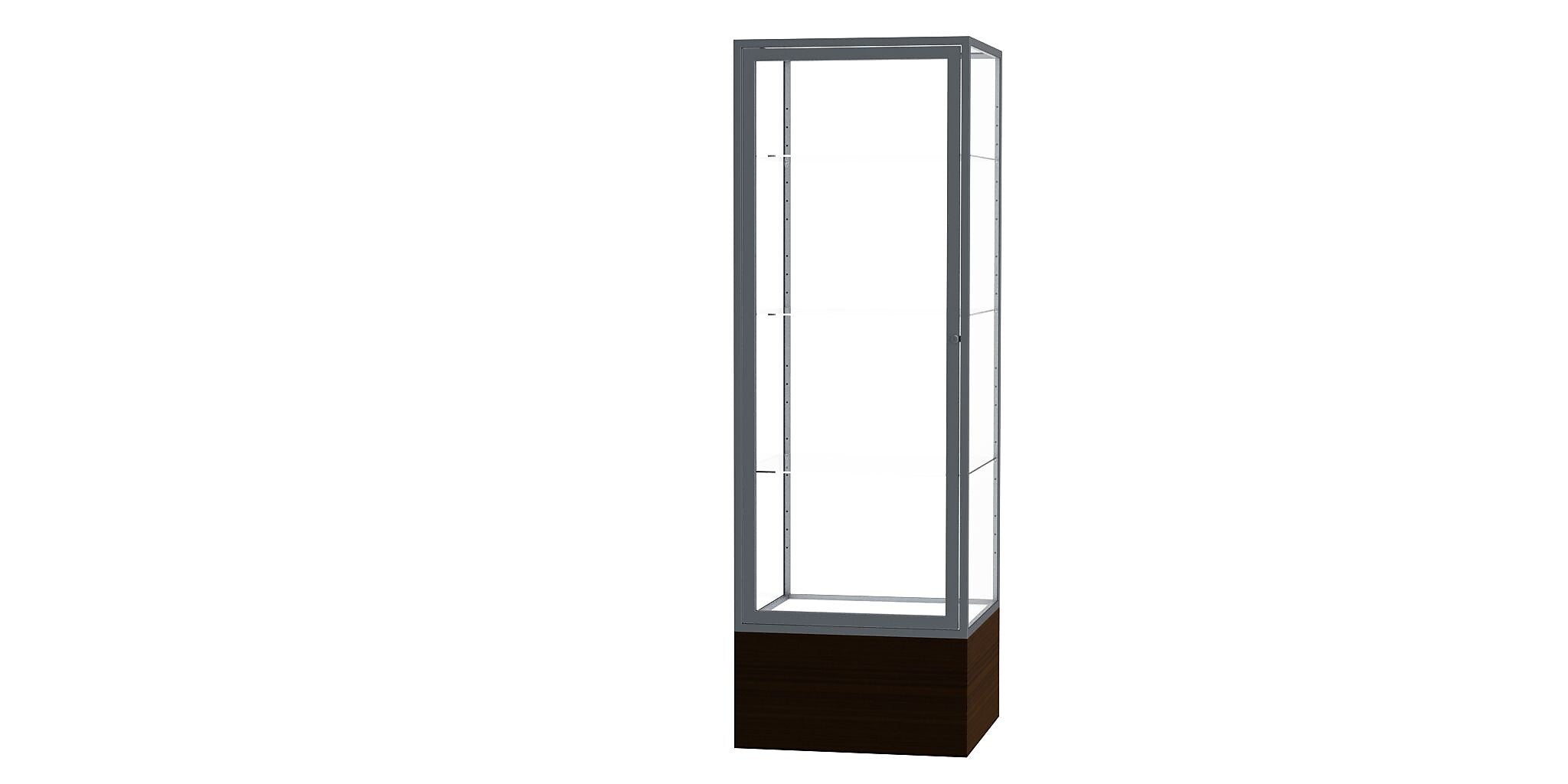 Ghent Keepsake 24"W x 72"H x 24"D Floor Case, Clear Back, Satin Finish, Walnut Vinyl Base