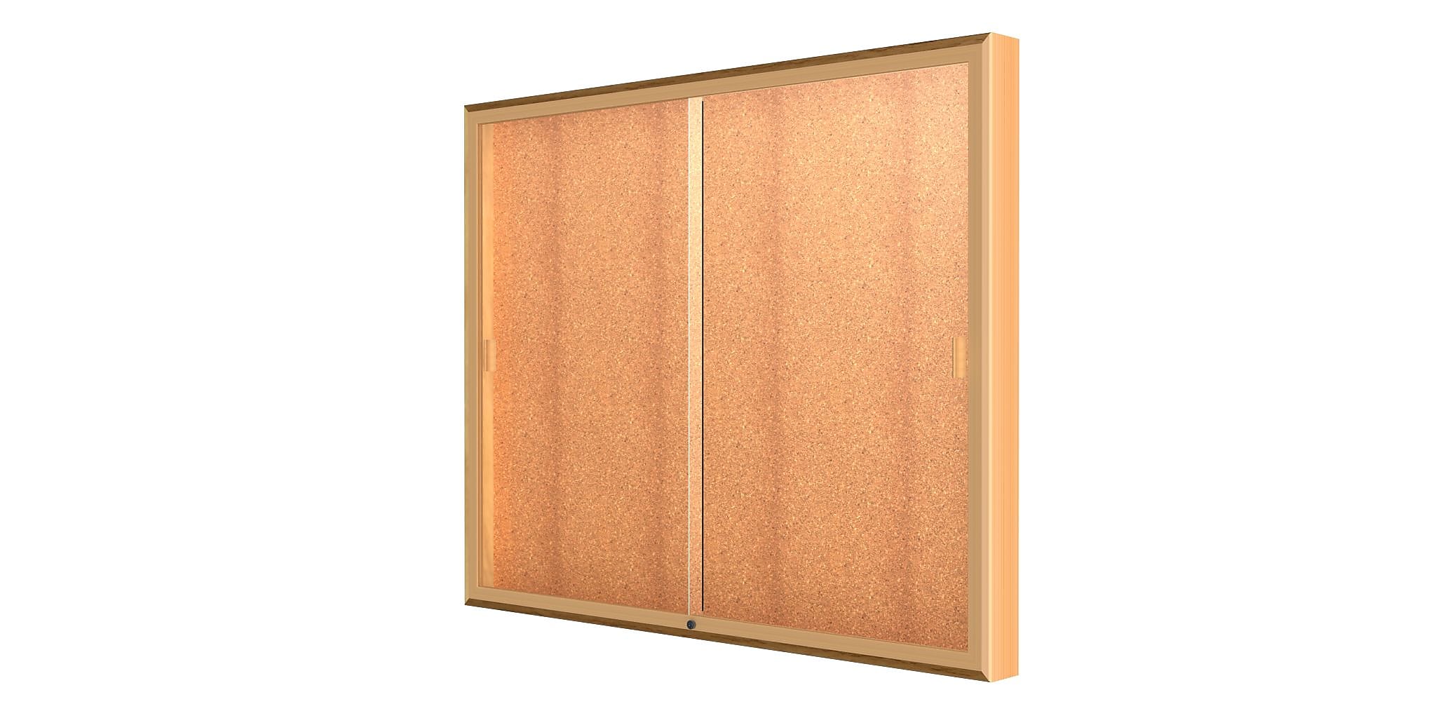 Ghent Legacy 60"W x 48"H x 4"D Wall Case, Cork Back, Autumn Oak Finish, Gold Trim