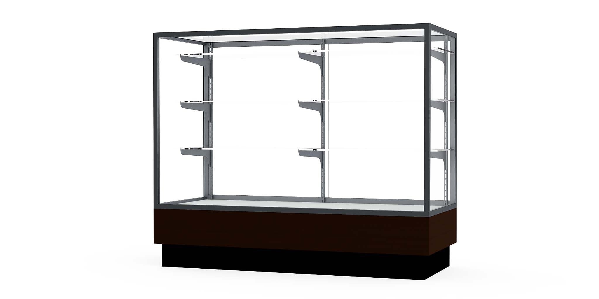 Ghent Merchandiser 48"W x 40"H x 20"D Counter Case, Satin Finish, Walnut Base