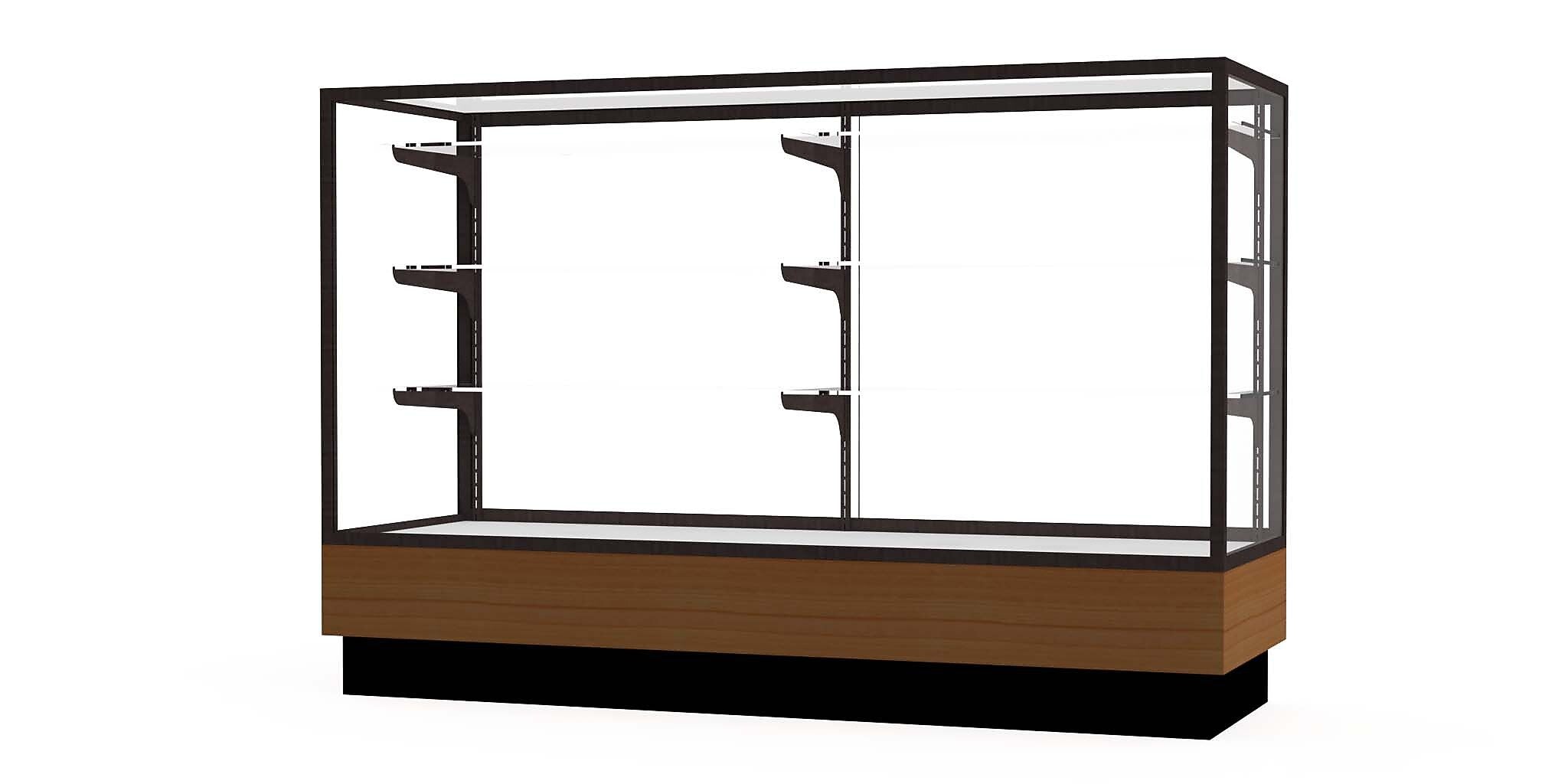 Ghent Merchandiser 60"W x 40"H x 20"D Counter Case, Dk. Bronze Finish, Lt. Oak Base