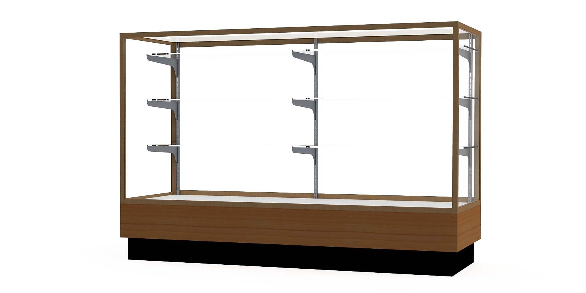 Ghent Merchandiser 60"W x 40"H x 20"D Counter Case, Champagne Finish, Lt. Oak Base