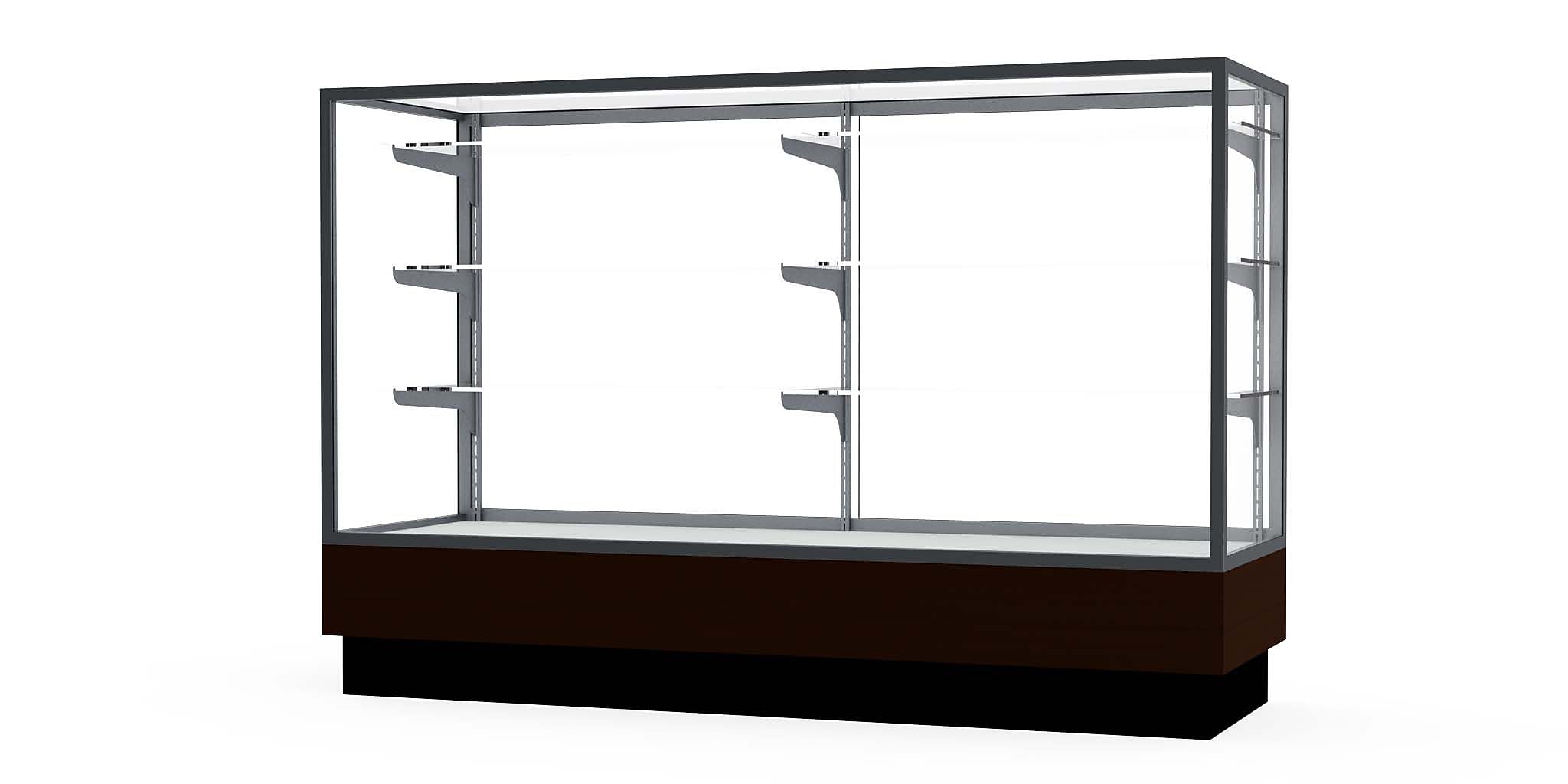 Ghent Merchandiser 60"W x 40"H x 20"D Counter Case, Satin Finish, Walnut Base