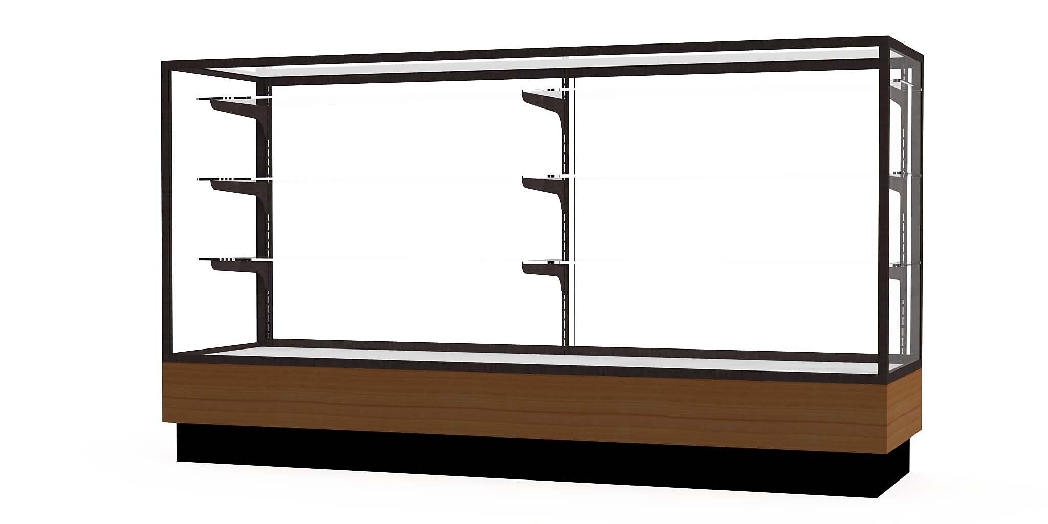 Ghent Merchandiser 72"W x 40"H x 20"D Counter Case, Dk. Bronze Finish, Lt. Oak Base